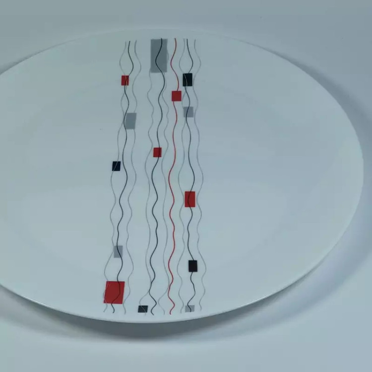 بشقاب پلو خوری تخت اپال مقصود طرح آرشین قرمز 6 عددی