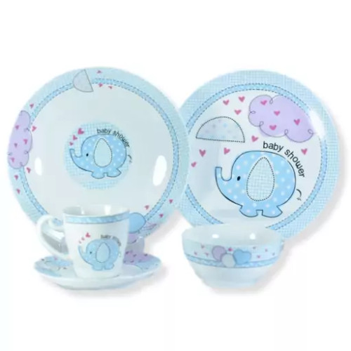 سرویس چینی 5 پارچه غذاخوری کودک برند لورین طرح فیلیمون آبی