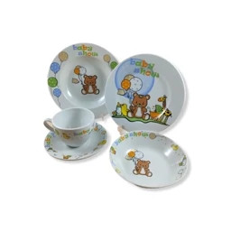 سرویس چینی 5 پارچه غذاخوری کودک برند لورین طرح اسباب بازی های خوشحال